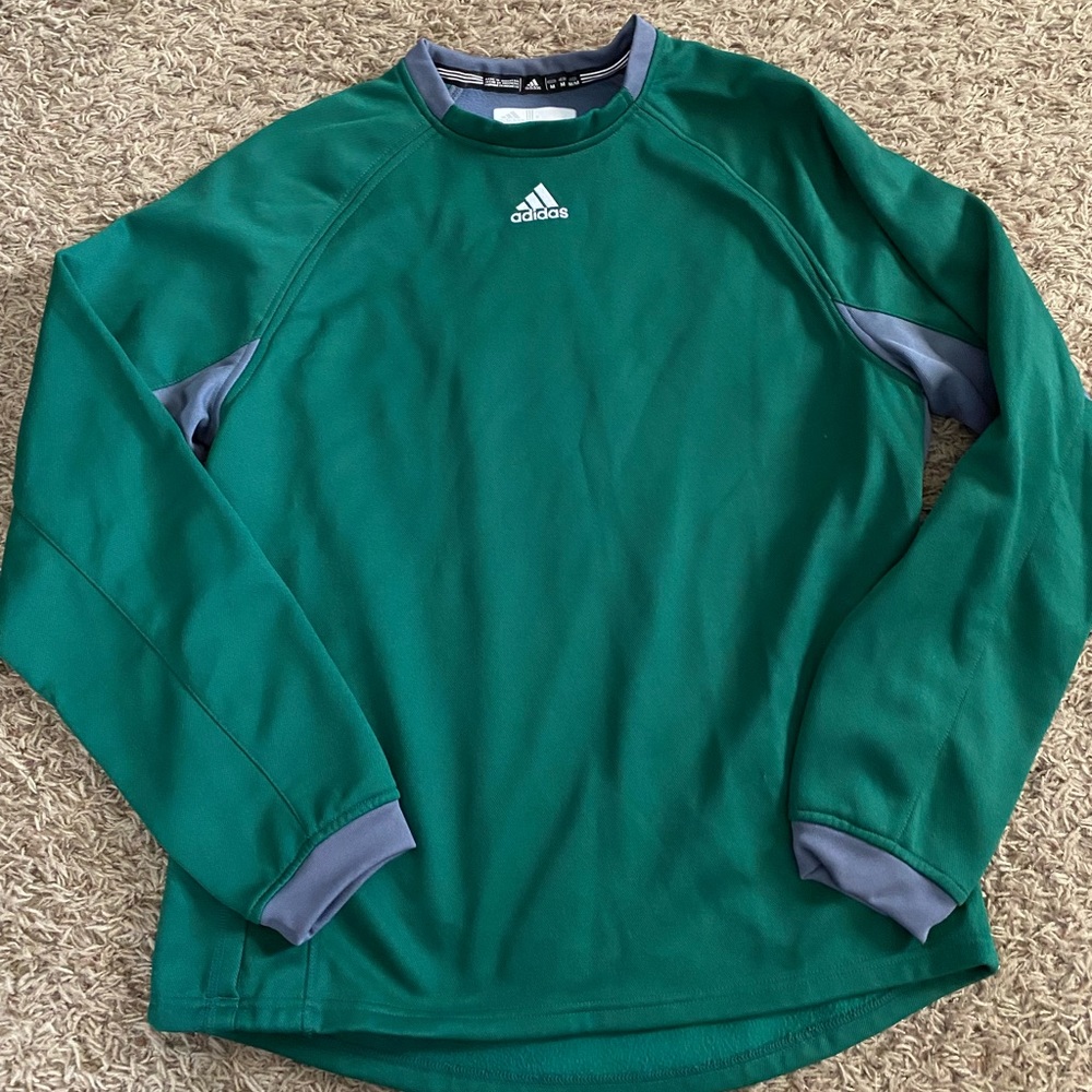 Adidas green and gray men’s medium baseball warm up pull over